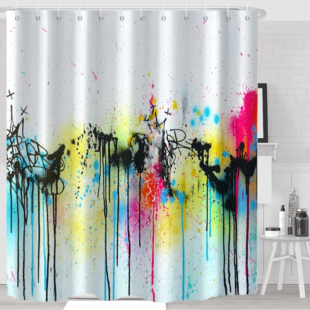 Graffiti style - pop art shower curtain with matching canvas.